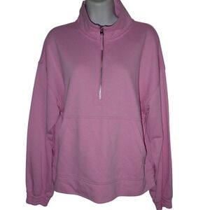 te Verde 1/4 Zip Sweatshirt‎ Top Women M pink Athleisure Casual New